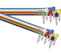 Electrovision Assorted Coloured 0.3m Single Core Shielded 6.35mm Angled Mono Jack Plug to 6.35mm Angled Mono Jack Plug