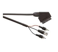 Electrovision Black 1.5 m Multicore Screened Scart Plug to BNC and 2 x Phono Plugs