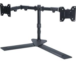 Electrovision Dual Desktop Monitor Bracket With A Base Section And Dual Monitor Support Arms Forming The Desktop Mounting Assembly