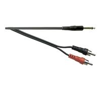 Electrovision Standard 6.35 mm Mono Jack Plug to 2x Phono Plugs Screened Lead in Black Electrovision Black