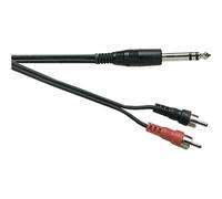 Electrovision Standard 6.35 mm Stereo Jack Plug to 2x Phono Plugs Screened Lead in Black Electrovision Black
