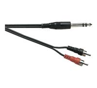 Electrovision Standard 6.35 mm Stereo Jack Plug to 2x Phono Plugs Screened Lead in Black Electrovision Black