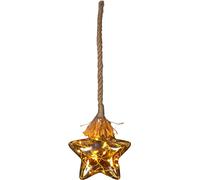 Electrovision Xmas Haus Glass Star Festive Christmas Light Decoration With 10 Warm White LED, Hanging Rope with Timer and Battery Operation for Indoor Decorative Use
