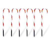 Electrovision Xmas Haus Outdoor LED Light Up Candy Cane Stake Lights set of 6 Battery Operated With Timer for Festive Christmas Decoration with Light