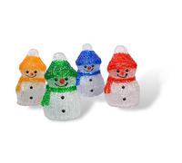 Electrovision Xmas Haus Set of 4 Acrylic Outdoor/Indoor Snowmen Battery Operated With Timer and 8 LED's per Unit for Festive Christmas Decoration with Lights