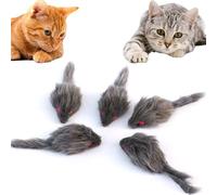 Electspark Cat Mouse Toys 5 PCS Faux Fur Mice Toys, Fashion's Talk 6.3” Realistic Size Grey Furry Rattle Mouse Kitten Toy Without Catnip for Bored Indoor Cat, Kitten Interactive Play