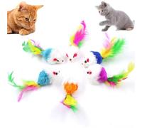 Electspark Cat Mouse Toys 6 PCS Faux Fur Cat Mice Toys, Fashion's Talk Assorted Furry Rattle Mouse Kitten Toy 5.5” Realistic Size Mini Mice for Bored Indoor Cats, Interactive Play Color Varies