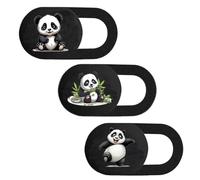 Eledabra 3 Pcs Webcam Cover Slide, Ultra-Thin Camera Privacy Cover for Laptop Desktop Computer Smartphone Tablet to Protect Your Privacy and Security, Panda Design (Black)