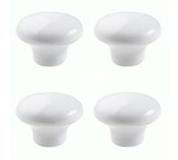 Eledabra Ceramic Hand Painted Drawer Knobs, Vintage Flower Painted Cabinet Knobs and Pulls, Kitchen Furniture Knobs for Dresser/Cupboard/Wardrobe/Closet (Round Flower White) 4 PCS