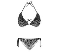ELEDIZI String Women's Sexy Halter Thong Bikini 2 Piece with Tie Sides Summer Triangle Bikini Set Swimsuits, Gothic Spider Web-1, Large