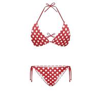 ELEDIZI Swimsuits for Women High Waisted String Bikini Sets for Women XS-XXL, Red and White Polka Dot, S