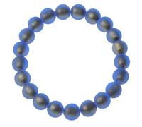 ELEDORO® Murano Glass Bracelet for Women - Original Murano Glass from Italy - Stretch Bracelet 20cm with Matte Blue Glass Beads 10mm and 999 Gold Leaf