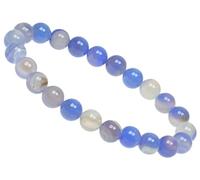 ELEDORO Stretch Bracelet with Real Blue Lace Agate Beads 8 mm Natural Stone 19 cm