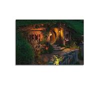 ELedvb The Hobbit House Night LightsCanvas Poster Decorative Painting Canvas Wall Posters And Art Picture Print Modern Family Bedroom Decor Posters 08x12inch(20x30cm)