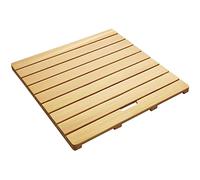 ELedvb Wooden Slatted Duck Board Bathroom Mat,Indoor&Outdoor Shower Mat with Anti Slip Rubber Feet,Non Slip Wooden Bath Mat,Water Resistant,Non-Slip,Elegant,Easy to Clean (60 * 60cm,Wood color)