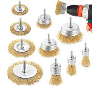 Eleechen 10 Pcs Drill Wire Brush Set, 1/4" Wire Brush for Drill Include Brush Wheel Cup Brush & Tube Brush, Wire Wheel Brush Attachment Wire Brushes for Rust Removal Cleaning Stripping & Abrasive