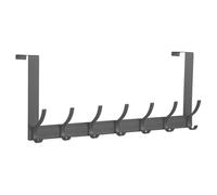 Eleechen Over Door Hanger with 14 Hooks, Heavy Duty Over Door Hooks, Over The Door Hanger Storage Organiser Space Saving Hook Rack for Hanging Coat Towel, Bag, Robe, Bearing Weight 20kg (Grey)