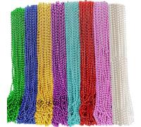 Elefama 200PCS Mardi Gras Beads Party Pack - Multi Color 33 Inch 7mm Necklaces - Adult & Kids Unisex - Silver Metal - Festive Style - Mardi Gras, St. Patrick's Day & Masquerade Party