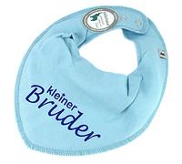 Elefantasie Neckerchief with Saying Little Brother for Baby or Child Light Blue