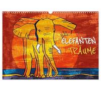 Elefanten-Träume (Wandkalender 2026 DIN A3 quer), CALVENDO Monatskalender: Elefanten-Gemälde in den Farben Afrikas