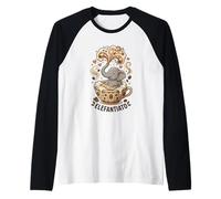 Elefantiato Cute Elephant Coffee Lover Funny Design Raglan Baseball Tee