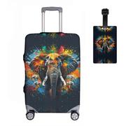 Elefantss Elastic Suitcase Protective Cover + Luggage Tag Set of 2 Suitcase Cover Luggage Cover Luggage Cover Washable Print Luggage Cover 18-32 Inches, R1, M(22-24in), Suitcase cover