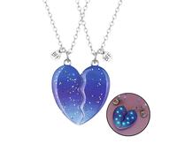 Elefezar Best Friends Necklaces for 3, Luminous Star Breakaway Heart Glow In the Dark Friendship BFF Jewelry, Metal, Cubic Zirconia