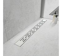 Elefloom Shower Drain, Linear Shower Drain 24 inch with Bar Pattern Grate, Professional Brushed 304 Stainless Steel, High Flow, Hair Catcher Shower Drain