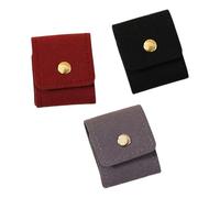 Elegabrillia 3 Pieces Jewelry Pouch Mini Jewelry Organizer Portable Foldable PU Leather Multifunctional Travel Jewelry Bag with Compartments Suitable for Business, Black Gray red