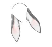 Elegabrillia Bunny Ears Cute Realistic Headdress for Carnival Christmas Cosplay, grey and white
