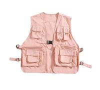 Elegabrillia Cargo Vest, Sleeveless Jacket, Vest, Travel Vest, As A Photographer's Jacket with An Open Front for Quick Dressing, Made of, Pink, M