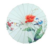 Elegabrillia Chinese Parasol Paper Umbrella Handmade Bamboo Satin Ladies' Umbrella Classic Decorative for Dance Performances, Style J
