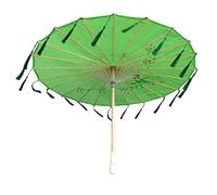 Elegabrillia Chinese Retro Oil Paper Parasol, Silk Foldable Handmade Rainproof with Bamboo, Suitable for Costume Party, Wedding, Collection, Decoration, Green