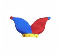 Elegabrillia Clown Hat Cap Fool Hat Costume Hat With Bold Pattern And Playful Two Pointed Form Composite Cotton Polyester suitable, Red And Blue With Yellow Polka Dot Band-B, One Size-B