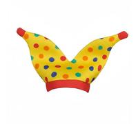 Elegabrillia Clown Hat Cap Fool Hat Costume Hat With Bold Pattern And Playful Two Pointed Form Composite Cotton Polyester suitable, Yellow With Multi-color Polka Dots And Red Band-A, One Size-A