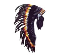 Elegabrillia Indian Headdress Cape with Artificial Feathers Tribal Clothing Party Accessory Headband for Adults Suitable for Performances Dance