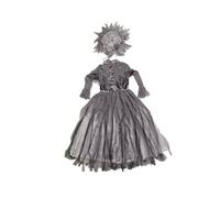 Elegabrillia Women Gothic Costume Gown Attire With Airy Layered Silhouette Tulle Like Draping And Matching Wide Brim Hat In Polyester Mesh Velvet Suitable for, S