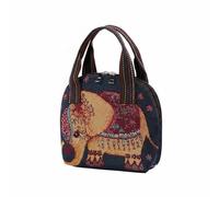 Elegabrillia Women Handbag Butterfly Jacquard Embroidery Top Handle Portable Purse with Compact Lightweight Design suitable for daily use gift giving travel home decoration, Red Yellow Elephant