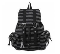 Elegabrillia Women Striped Rucksack Chic Backpack Drawstring Flap Shoulder Bag for Functional Use and Secure Storage Suitable for Commuters School, Black