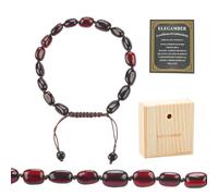 ELEGAMBER Baltic Amber raw Bracelet Gift Set -100% Certified and Authentic Premium Quality Raw Baltic Amber-True amber stone bead (Small size red, 7 inch)