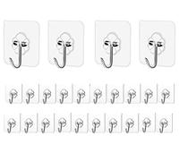 Elegana Heavy Duty 24 Pack Nail Free Stainless Steel & PVC Adhesive Hooks - 13.2lb Max Capacity, Waterproof & Oilproof, Ideal for Kitchen, Bathroom, Decoration & Outdoor Use