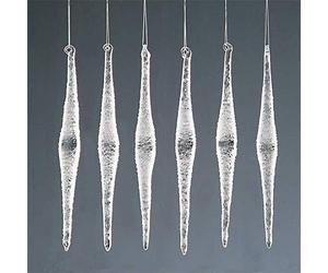 Elegance By Snow White Christmas Tree Decoration 6 Pack Frosted Glass Diamond Icicles