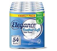 Elegance Feather Soft Toilet Roll - Bulk Buy Pack of 54 Rolls - Ultra Soft, 3-Ply, Recycled, Eco-Friendly, UK Manufactured