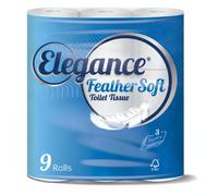 Elegance Feather Soft Toilet Tissue, 3-Ply, 9 Rolls