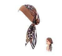 Elegance-go Chemo Turban for Women, Elastic Chemo Hat Women's Satin Head Scarf Chemo Headwrap Hat for Women Chemo (Brown leopard print)