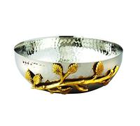 Elegance Golden Vine Hammered Stainless Steel Salad Bowl, 6.5-Inch, Silver/Gold