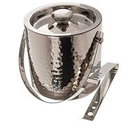 Elegance Hammered 6-Inch Stainless Steel Ice Bucket With Tongs