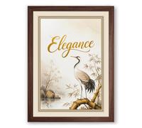 Elegance in Motion Japandi Framed Wall Art Print A4 (29.7×21cm) Walnut, Wall Decor for Living Room, Bedroom, Office & Home, Ready to Hang, Art Gift