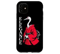 ELEGANCE Japanese Crane Red Kimono Minimalist Bird Case for iPhone 11