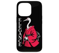 ELEGANCE Japanese Crane Red Kimono Minimalist Bird Case for iPhone 13 Pro